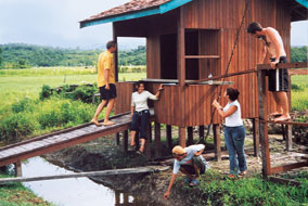 Canadian and Indonesian youth built public washrooms on the island of Borneo - photo courtesy of Lars Jungclaus