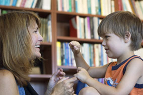 UBC professor Kimberly Schonert-Reichl with her son, Gray - photo by Martin Dee
