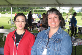 Grace Lin (L) and Sarah Baker participated in Duncan's Aboriginal Day - photo courtesy of Grace Lin 