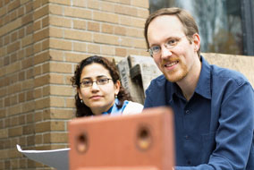 Civil Engineering masters student Sahar Safaie and Asst. Prof. Ken Elwood - photo by Martin Dee