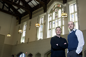Project manager Dan Bock (L) and Simon Neame in the newly restored Chapman Learning Commons - photo by Martin Dee