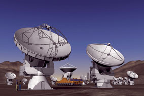 ALMA’s location in the Atacama Desert is one of the highest, driest places on Earth - image courtesy of NRAO/AUI and Computer Graphics by ESO
