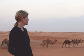 Deborah Campbell takes in the view while on a writing assignment in the United Arab Emirates - photo courtesy of Deborah Campbell