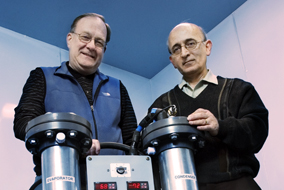 John Meech and Mory Ghomshei: a geothermal heating system for a large building could reduce costs by 75 per cent - photo by Martin Dee