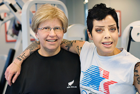 Prof. Sue Grayston joins Bif Naked for a morning workout - photo by Martin Dee
